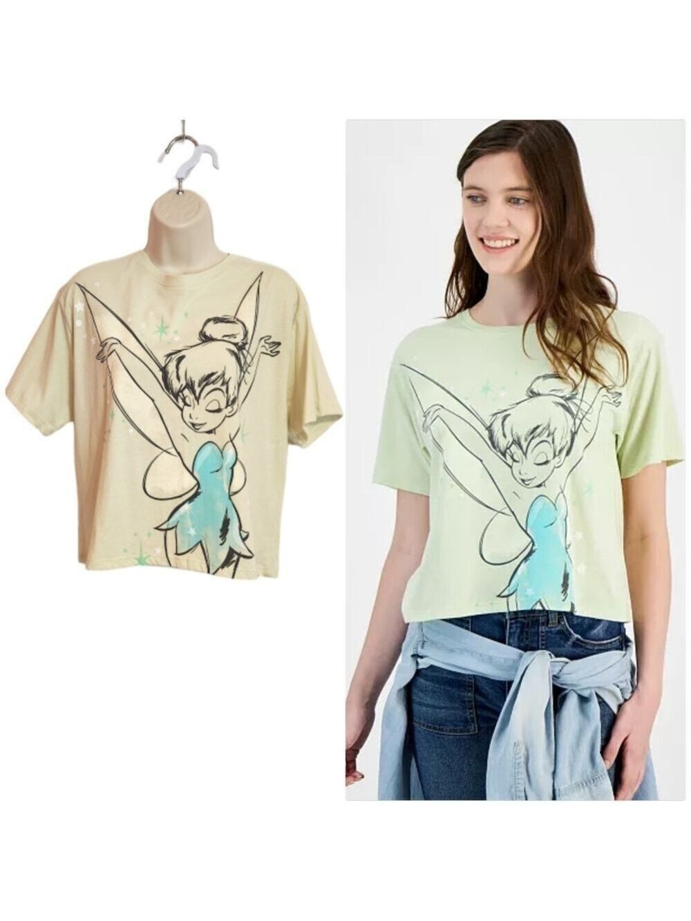 Disney Tinkerbell Graphic Relaxed Short Sleeve T-Shirt Light Green X-Large